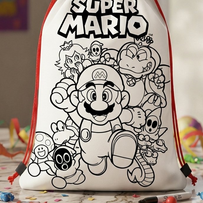 Mochila de tela para colorear con diseño de Super Mario